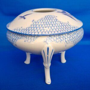 Vintage Royal Rudolstadt Prussia Footed Vanity Hair Receiver